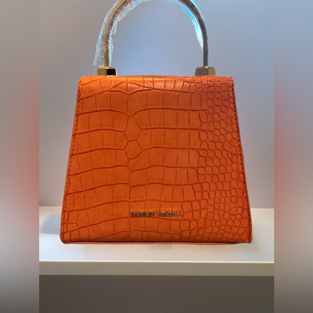 Badgley Mischka Orange Crossbody Bag with Croc Embossing